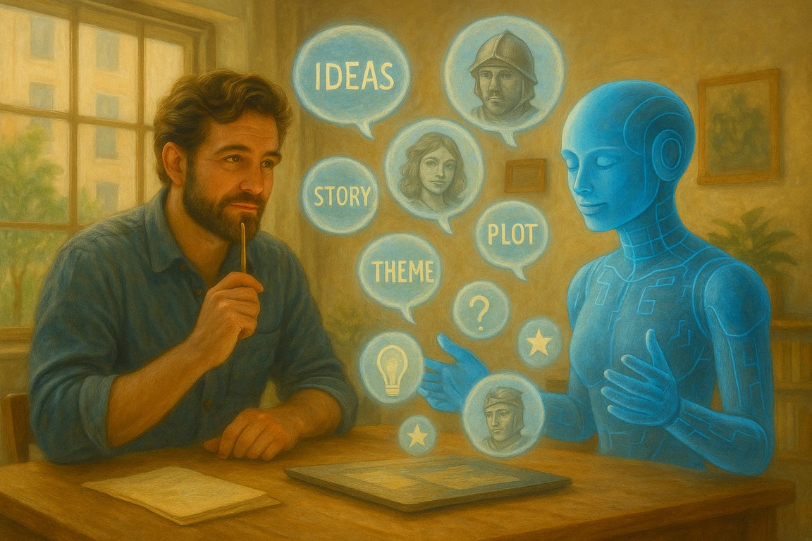 The writer is using an AI interactive story teller to help him with the narrative vision.