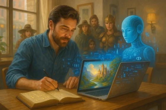 A writer is using an AI storyteller like TalkToStory to assisst him in character development.